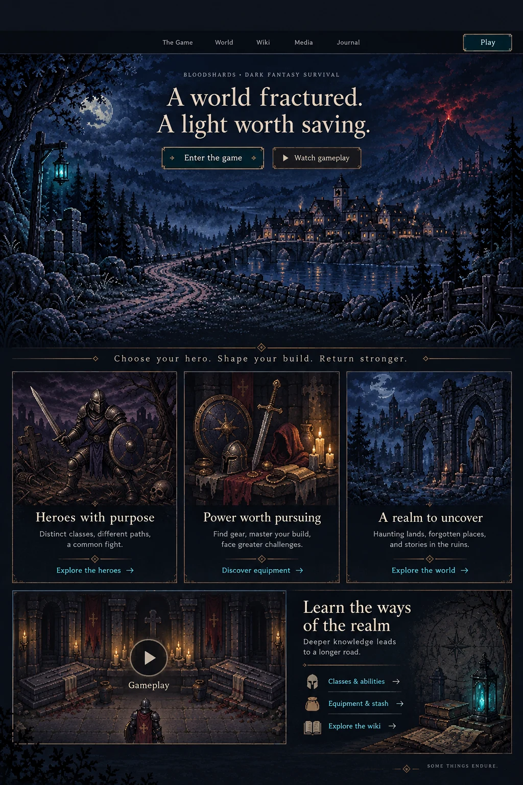 A sword and shield Warrior in moonlit ruins